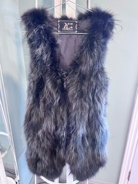 LANGYIPIGAO Black Fox Fur Vest